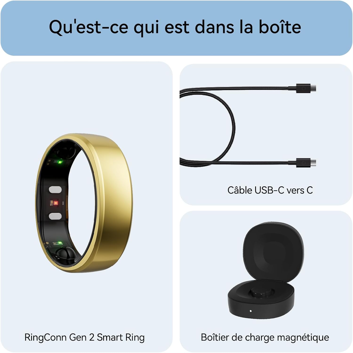 RingConn Gen 2 Smart Ring, Premier Au Monde avec Surveillance OSA, Pas d'abonnement à l'application, 12 Jours de Batterie, Tracker de Stress/Fréquence Cardiaque/Santé Féminine, Compatible avec Android