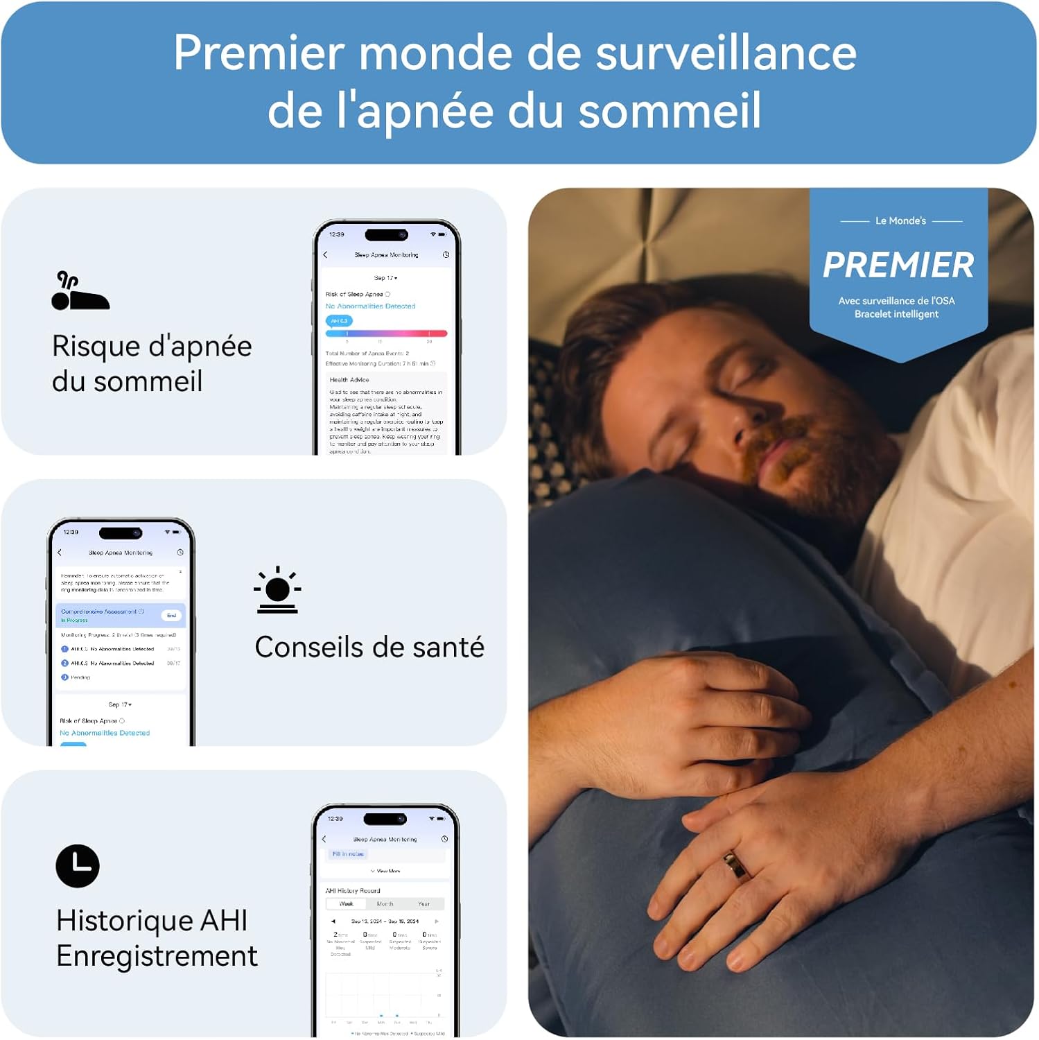 RingConn Gen 2 Smart Ring, Premier Au Monde avec Surveillance OSA, Pas d'abonnement à l'application, 12 Jours de Batterie, Tracker de Stress/Fréquence Cardiaque/Santé Féminine, Compatible avec Android