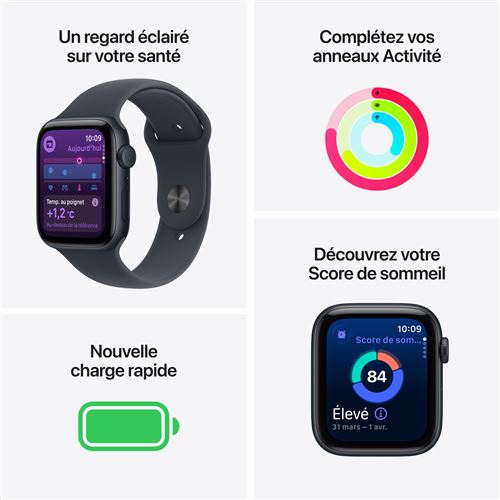 Apple Watch SE 3 GPS 40mm Boitier en Aluminium Lumiere Stellaire avec Bracelet Sport