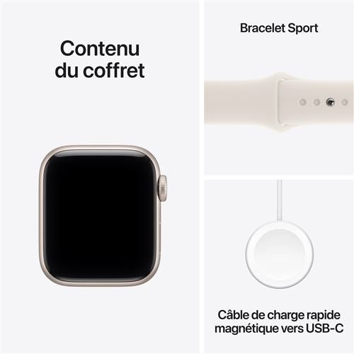 Apple Watch SE 3 GPS 40mm Boitier en Aluminium Lumiere Stellaire avec Bracelet Sport