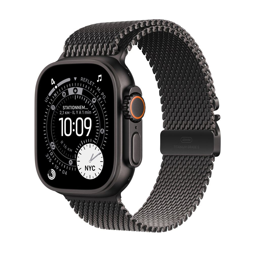 Apple Watch Ultra 3 GPS + Cellular 49mm Boitier en Titane Noir avec Bracelet Milanais en titane
