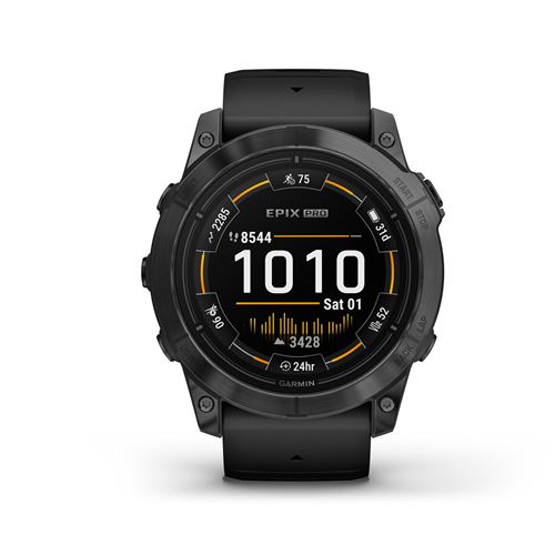Montre connectée Garmin Epix Pro Gen 2, 51mm Acier Gray avec bracelet silicone Noir