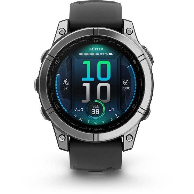 Montre connectée Garmin fenix E 47 mm Argent avec bracelet Noir